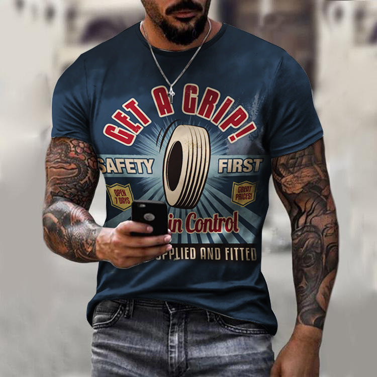 Personalized 3D Digital Printing Round Neck Casual Summer Men's Sports Short-sleeved T-shirt